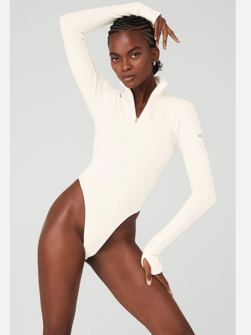 ALO Yoga Rise Up Half-Zip Long-Sleeve Bodysuit